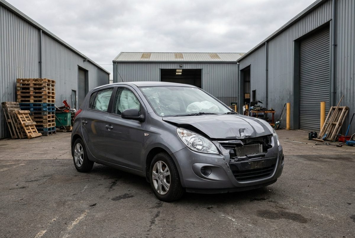 Coche siniestrado del que se recuperan piezas en buen estado