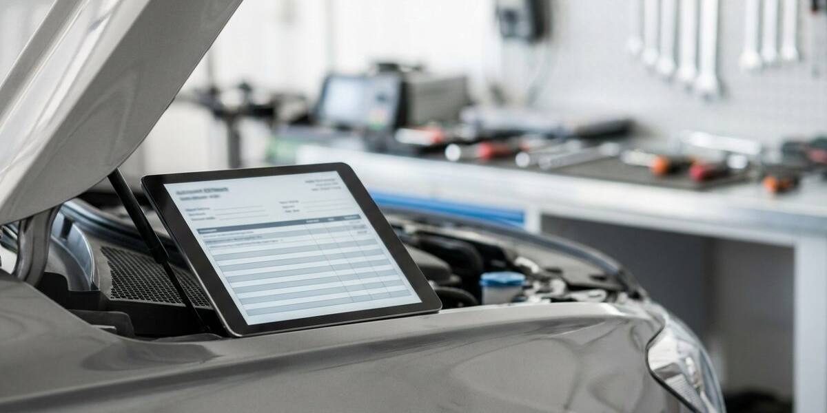 Presupuesto de reparación de un coche en una tableta